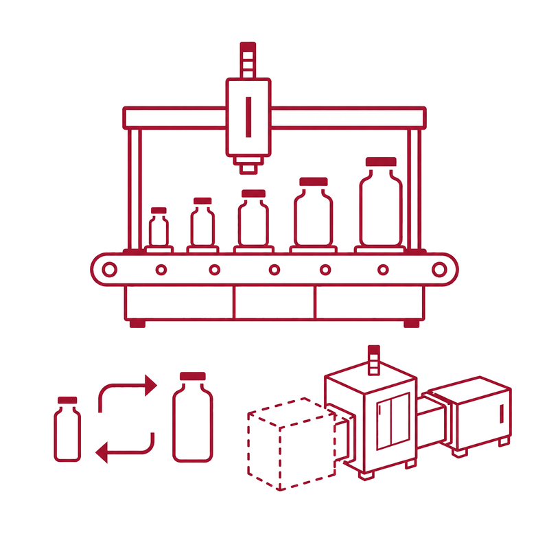 Piktogramm für die Inspektion unterschiedlicher Vial-Formate