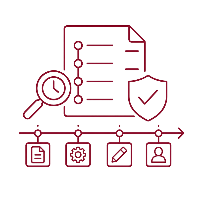 Piktogramm für Audit Trail und dokumentierte Änderungen