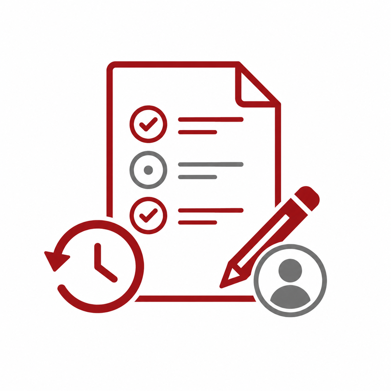 Icon für Audit Trail und nachvollziehbare Änderungshistorie