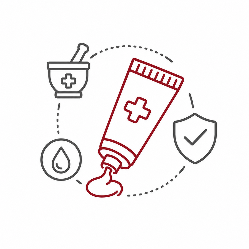 Piktogramm für tubenverpackte Pharma- und Healthcare-Produkte wie Salben, Cremes, Gele und medizinische Pasten