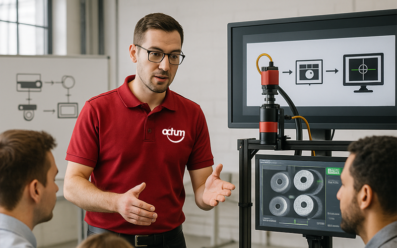 Ein OCTUM Mitarbeiter erklärt den Kunden das System