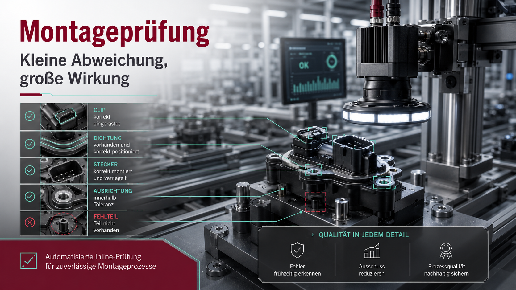 Eine Baugruppe wird vom optischen Prüfsystem überprüft