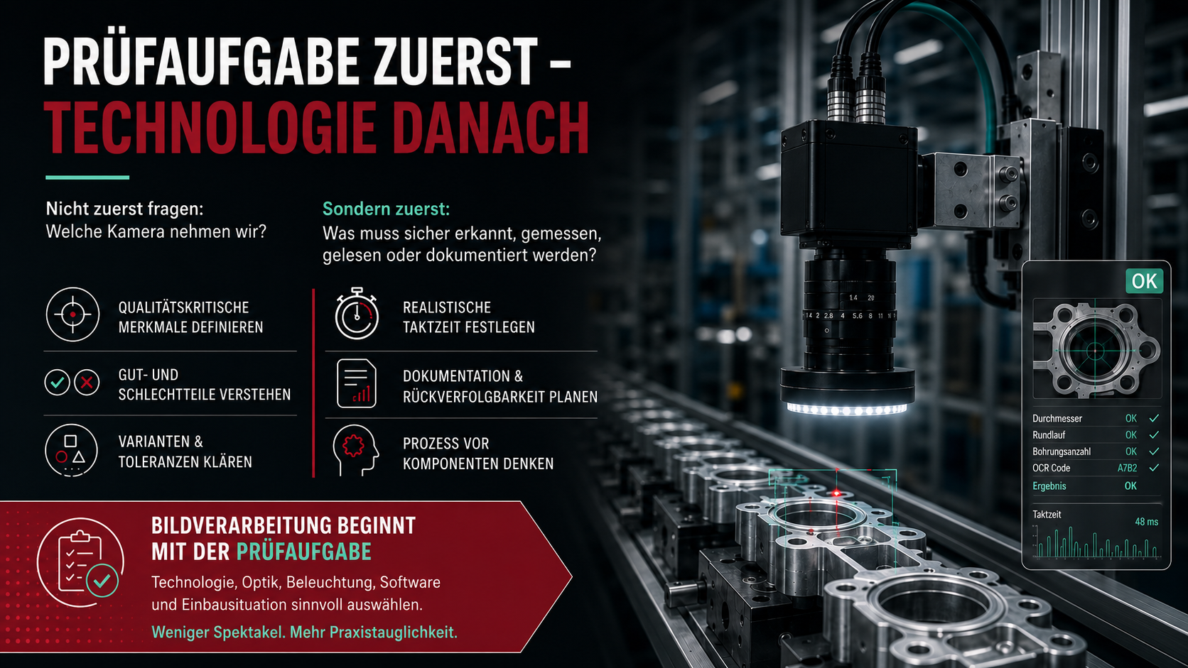 Infografik: Prüfaufgabe zuerst, Technologie danach