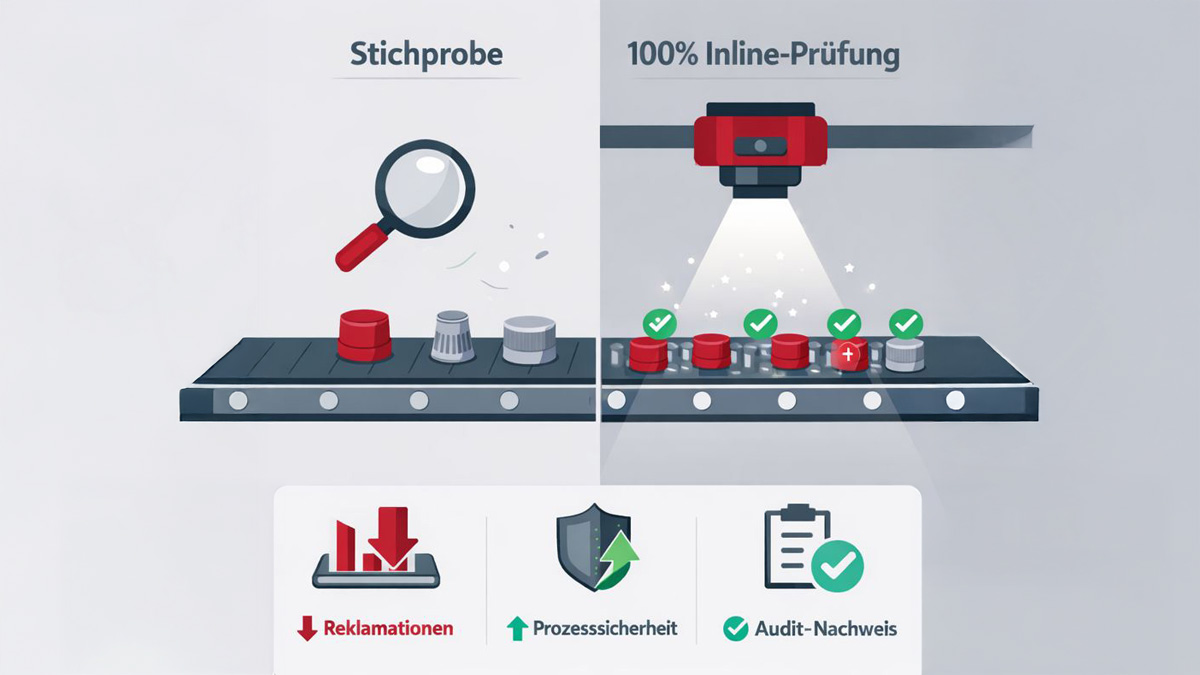 grafische Darstellung einer Stichprobenprüfung versus einer Inline-Prüfung